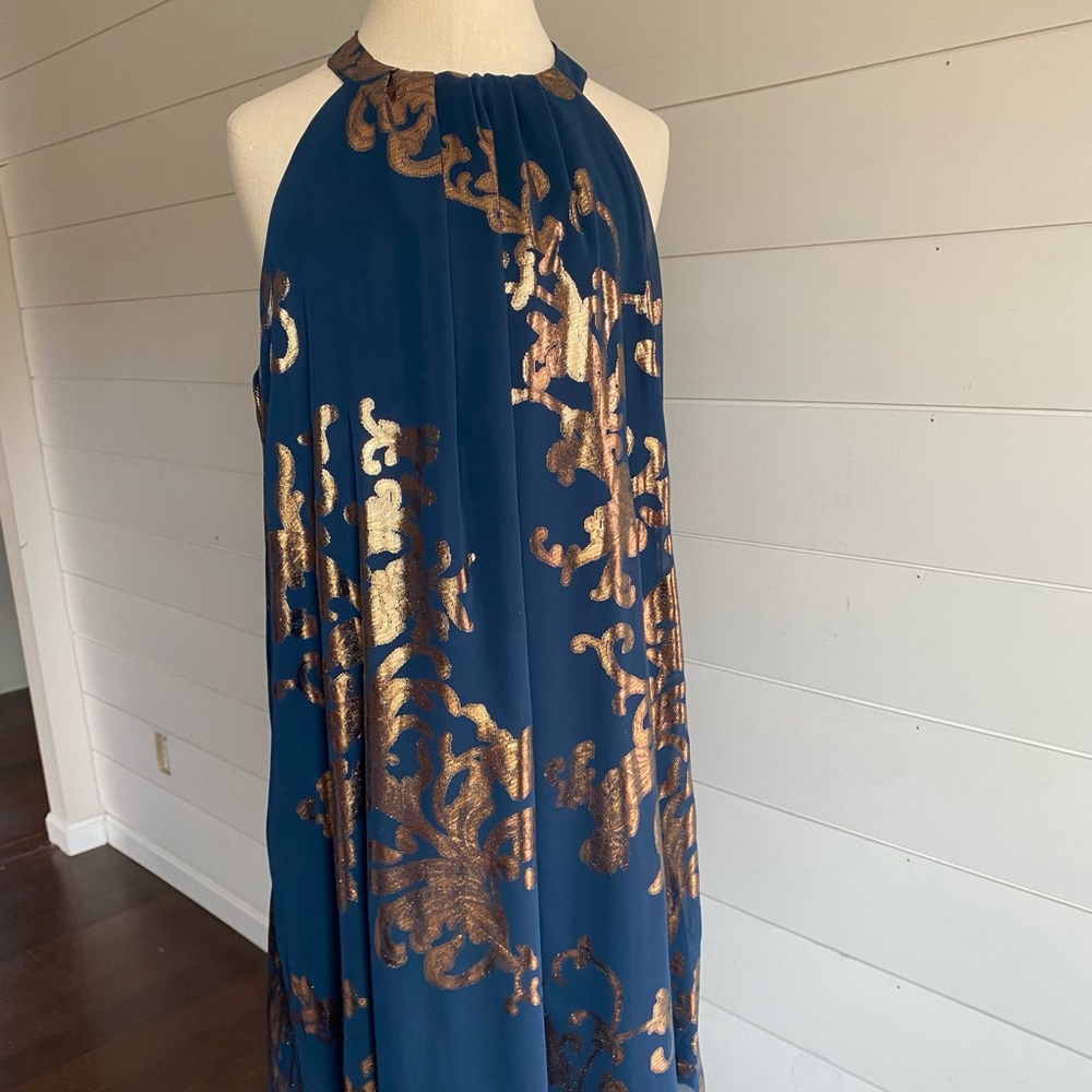 Blue and gold short dress